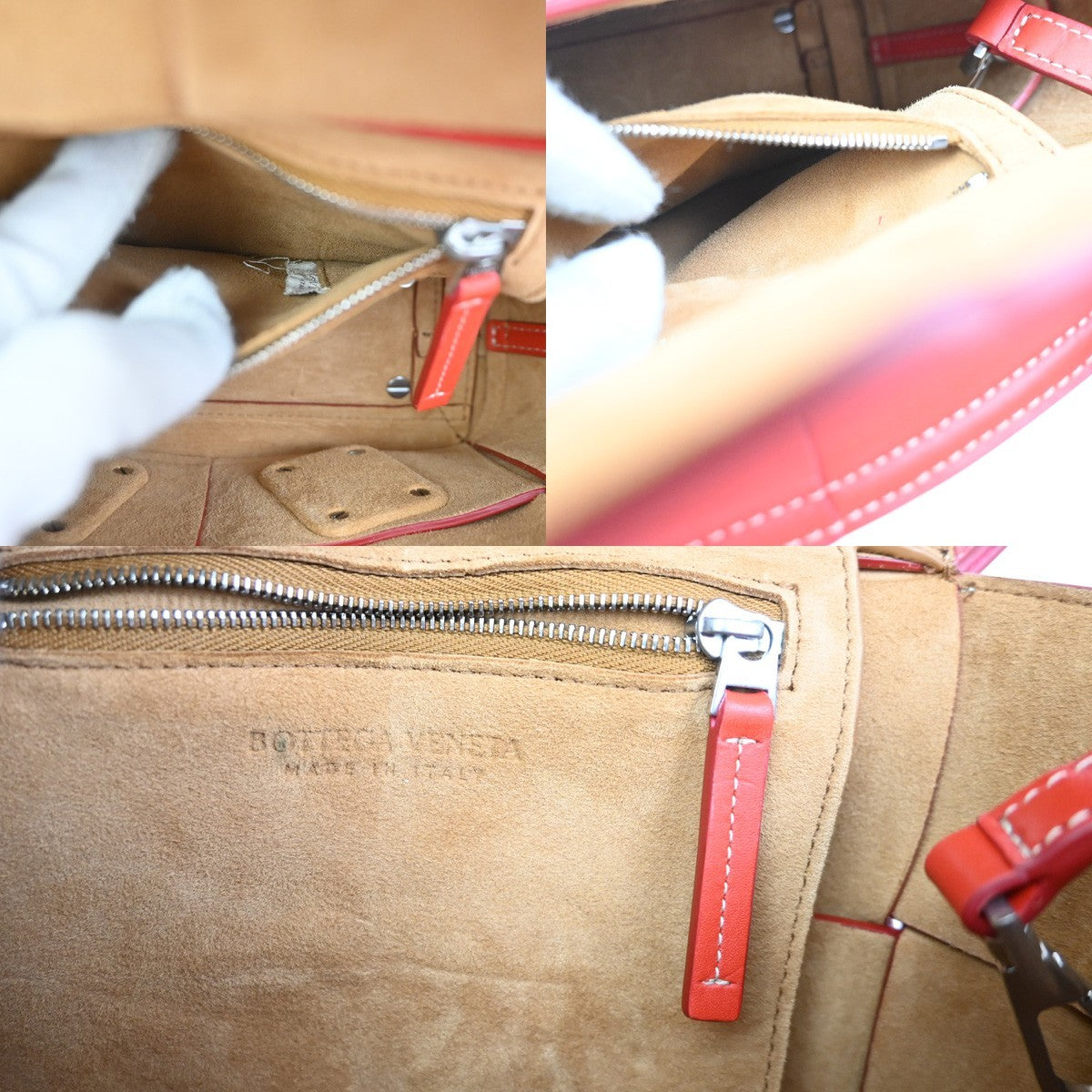 BOTTEGA VENETA Arco 2Way Shoulder Bag Hand Bag Suede Leather Red Italy 689RL773