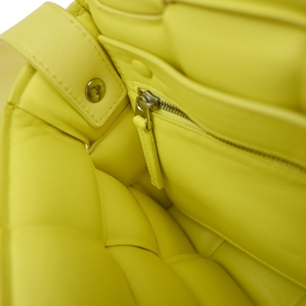 BOTTEGA VENETA Logo Padded Cassette Mini Shoulder Bag Leather Yellow 52RQ096