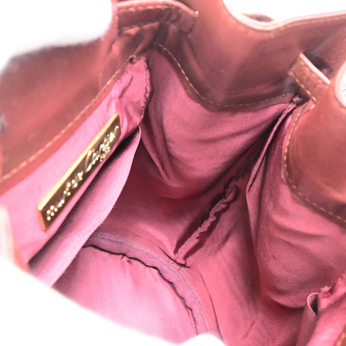 MUST DE CARTIER 2C Logo Drawstring Shoulder Bag Leather Bordeaux GHW 64YE754