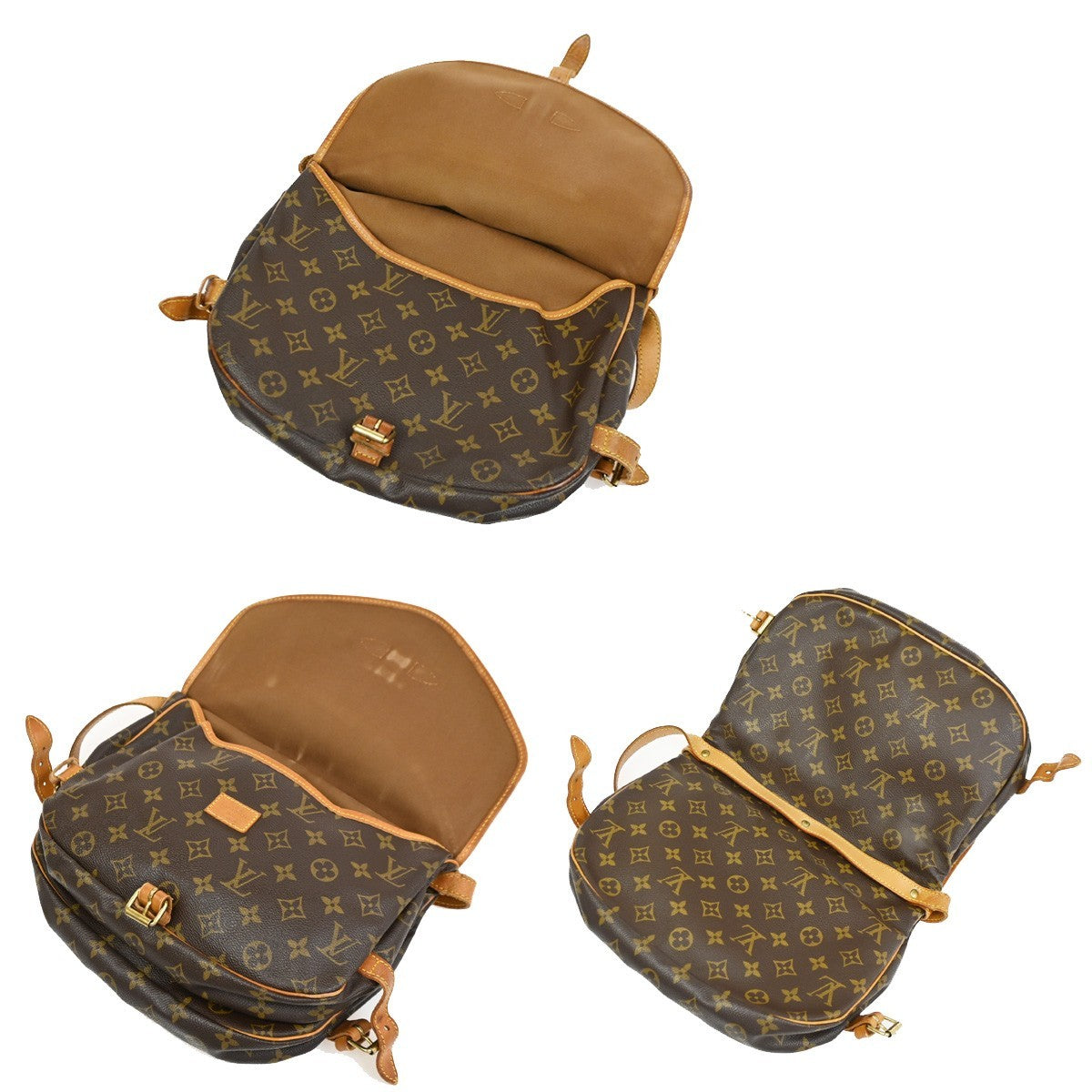 LOUIS VUITTON Logo Saumur 30 Shoulder Bag Monogram Leather BN M42256 30CA946