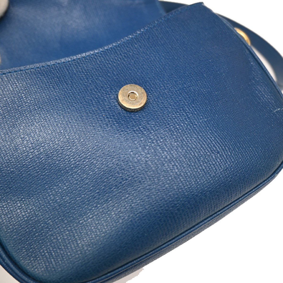 YVES SAINT LAURENT YSL Textured Shoulder Bag Calfskin Leather Navy Blue 69CA594