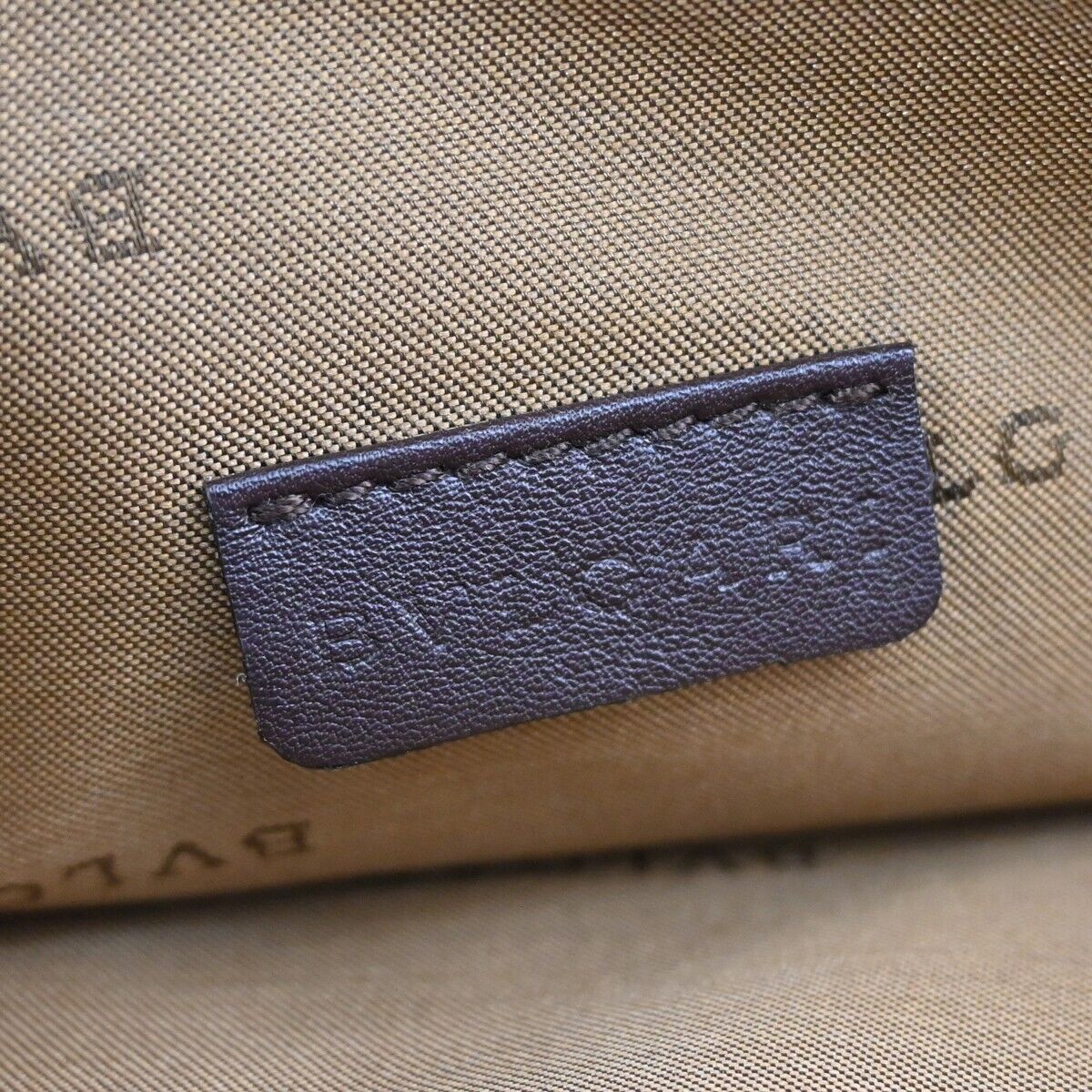 BVLGARI Logo MANIA Crossbody Shoulder Bag Canvas Leather Brown Silver 68DA075