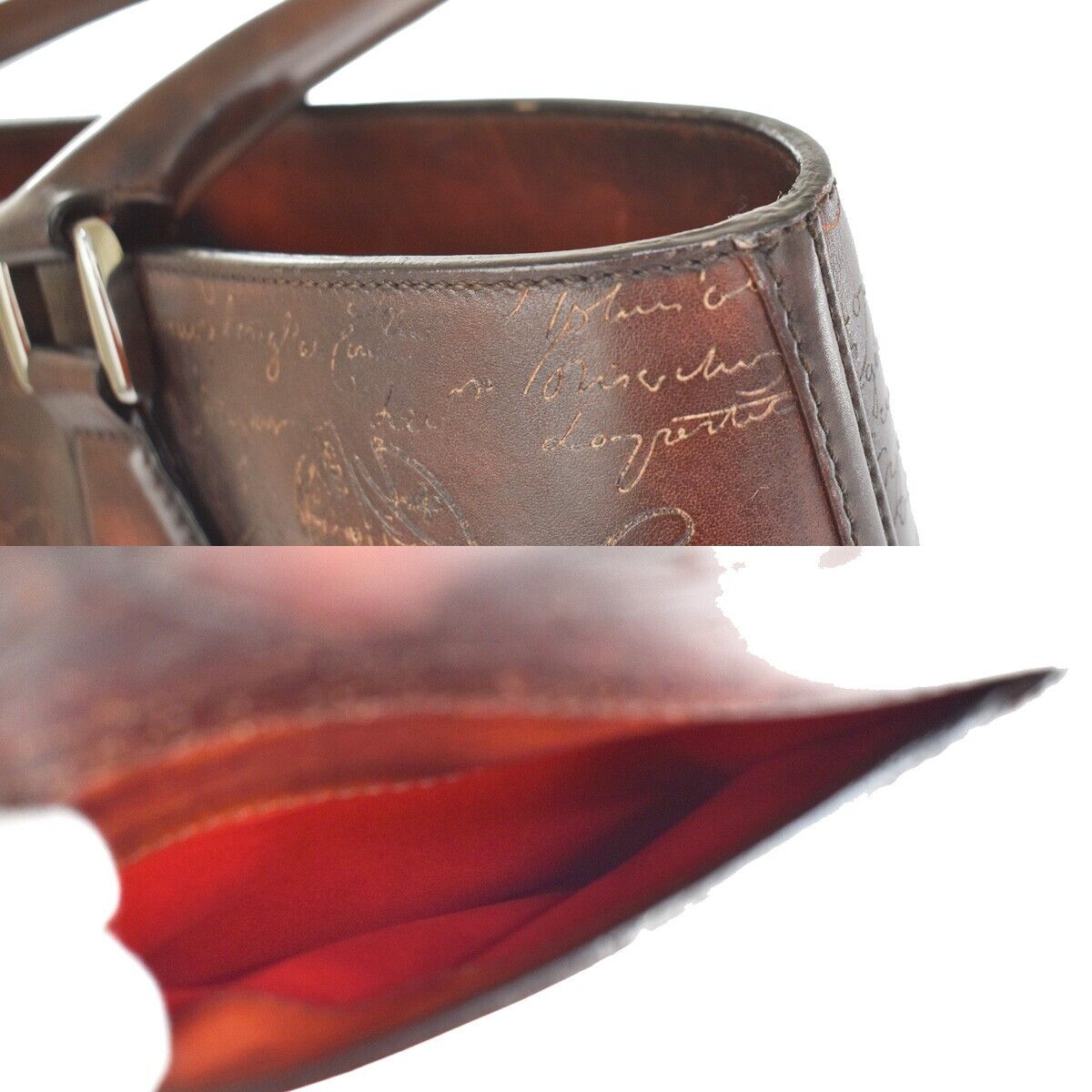 BERLUTI Limited Edition Calligraphy Toujours Shoulder Bag Leather Brown 683LC129