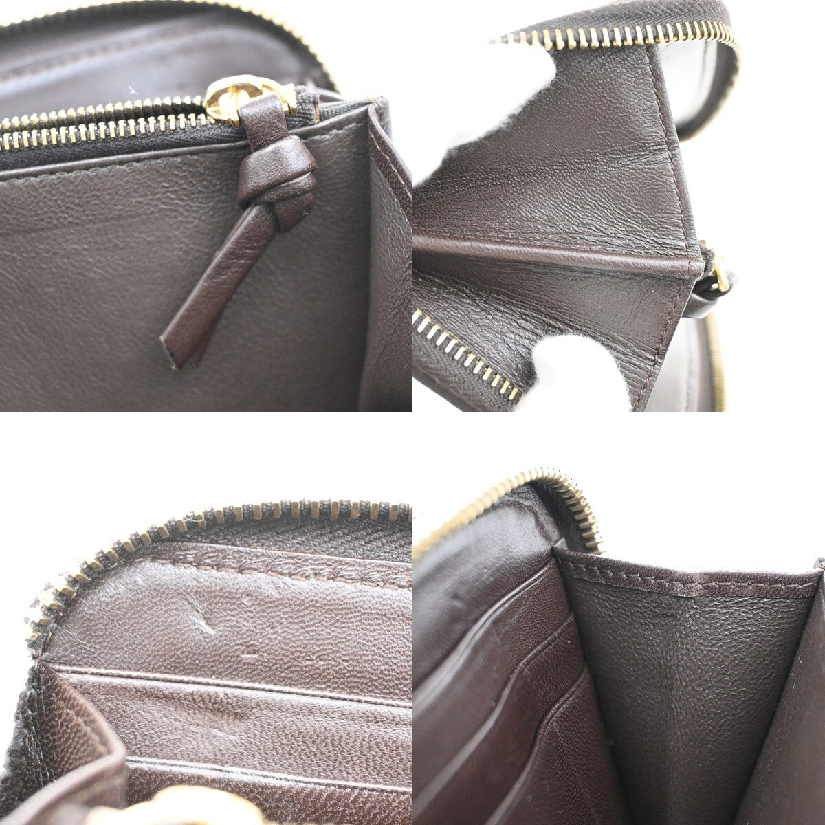 BOTTEGA VENETA Logo Intrecciato Long Zipper Around Wallet Leather Brown 65EE345