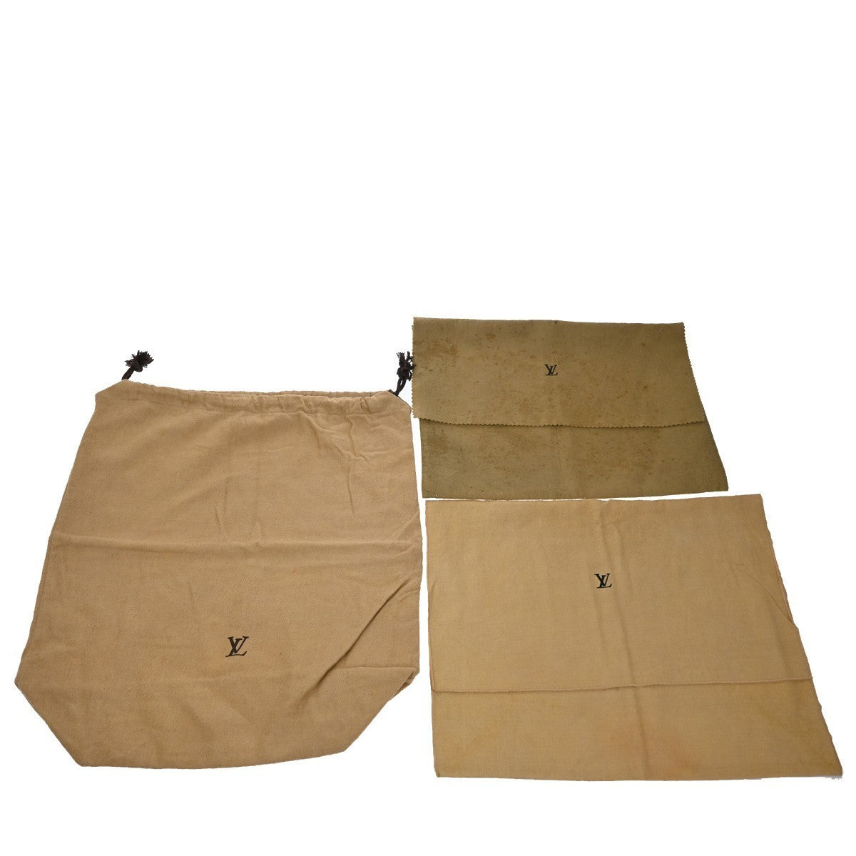 LOUIS VUITTON Logo 10 Set Dust Bag Drawstring Canvas Cotton Beige Brown 09KP114
