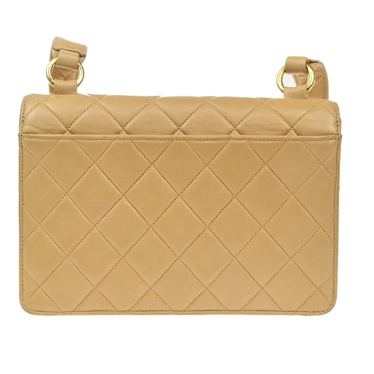 CHANEL Matelasse 22 Shoulder Bag Leather Beige Vintage 396RP180