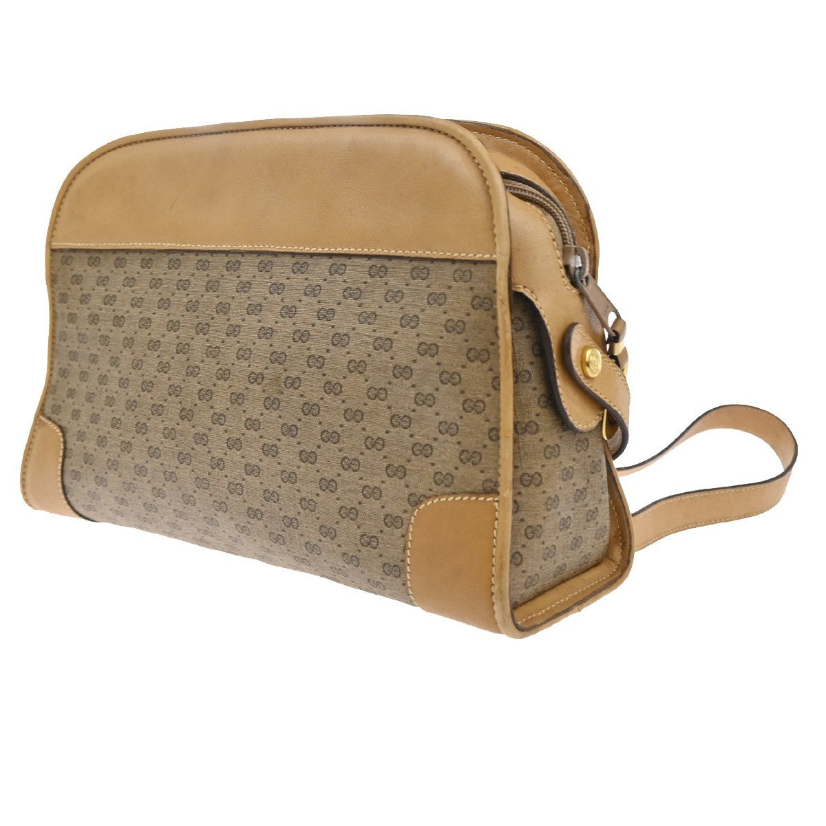 GUCCI Micro GG Pattern Crossbody Shoulder Bag PVC Leather Brown GHW 02TA593