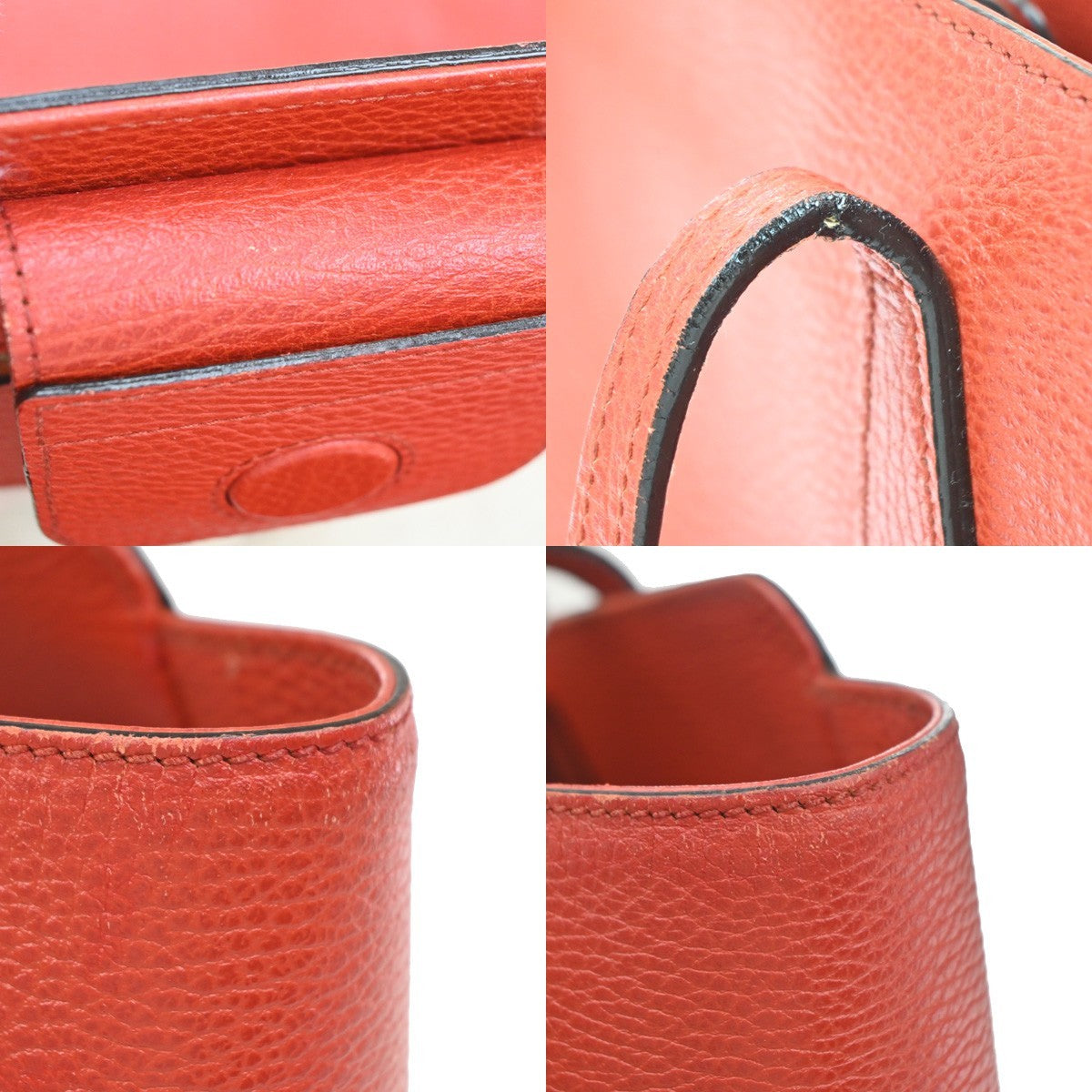 GUCCI Logo Swing Shoulder Tote Hand Bag Leather Red GHW Italy 84CA871