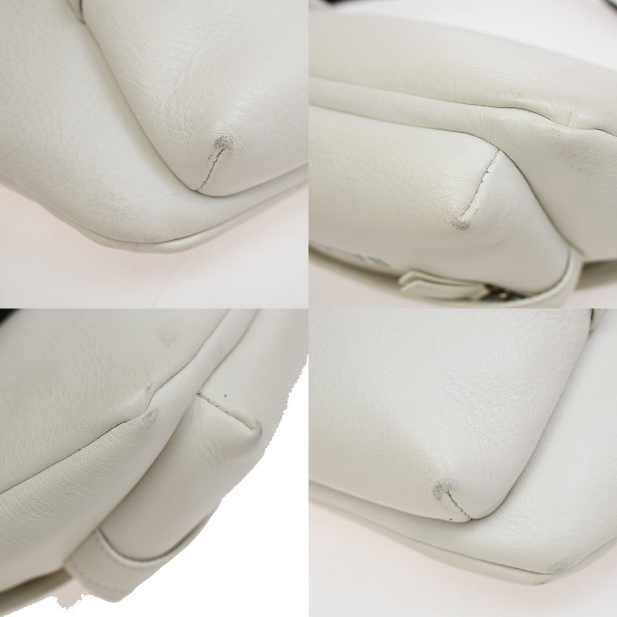 BALENCIAGA Logo Everyday Shoulder Body Bag Leather White SHW Italy 87YH645
