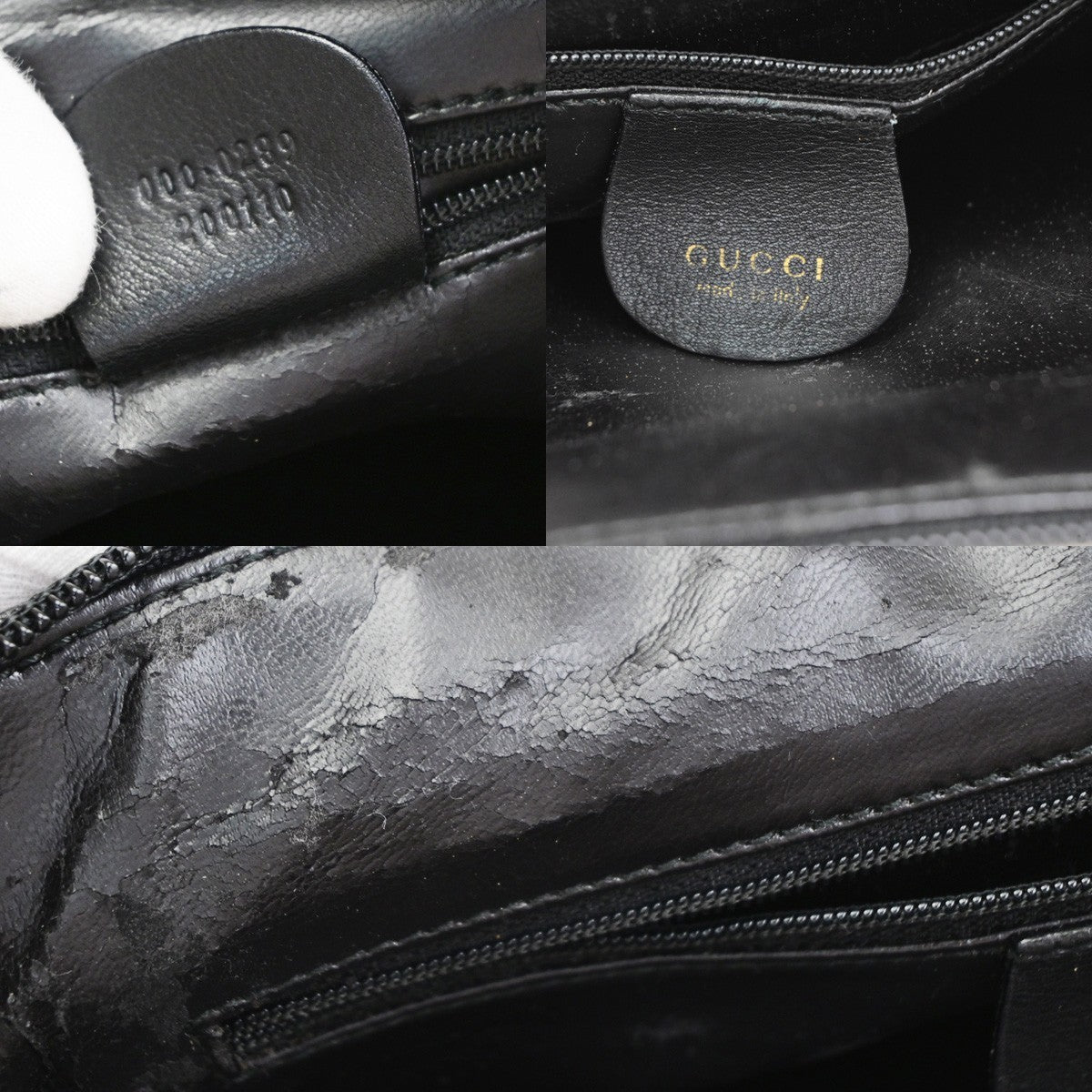 GUCCI Logo Bamboo Tote Shoulder Handbag Leather Black Italy GHW 60CB036