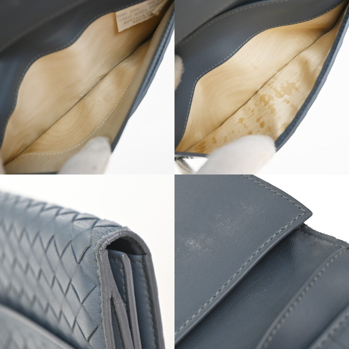 BOTTEGA VENETA Logo Intrecciato Long Bifold Wallet Leather Blue 67KP374