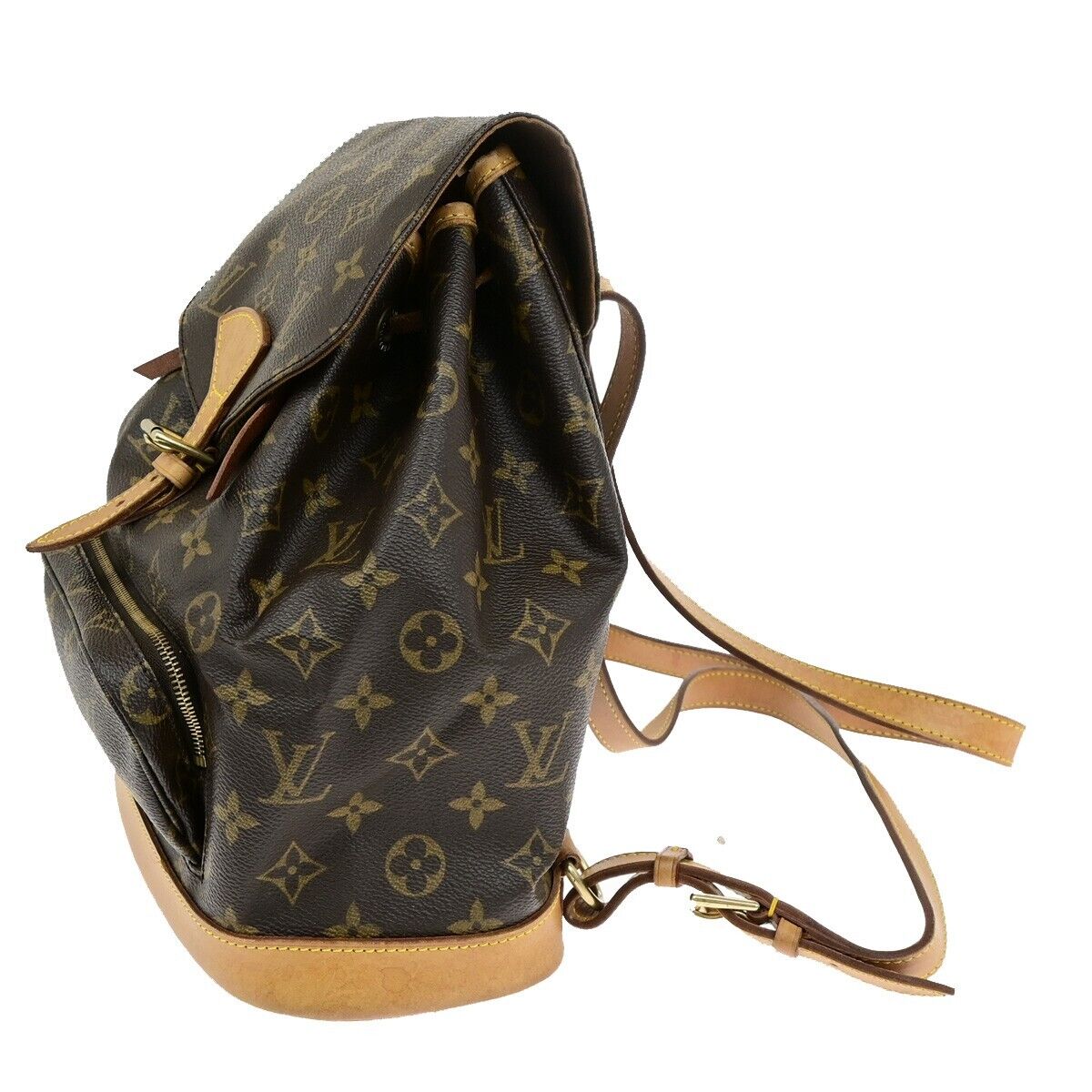 LOUIS VUITTON Montsouris MM Backpack Bag Monogram Leather Brown M51136 21ED423