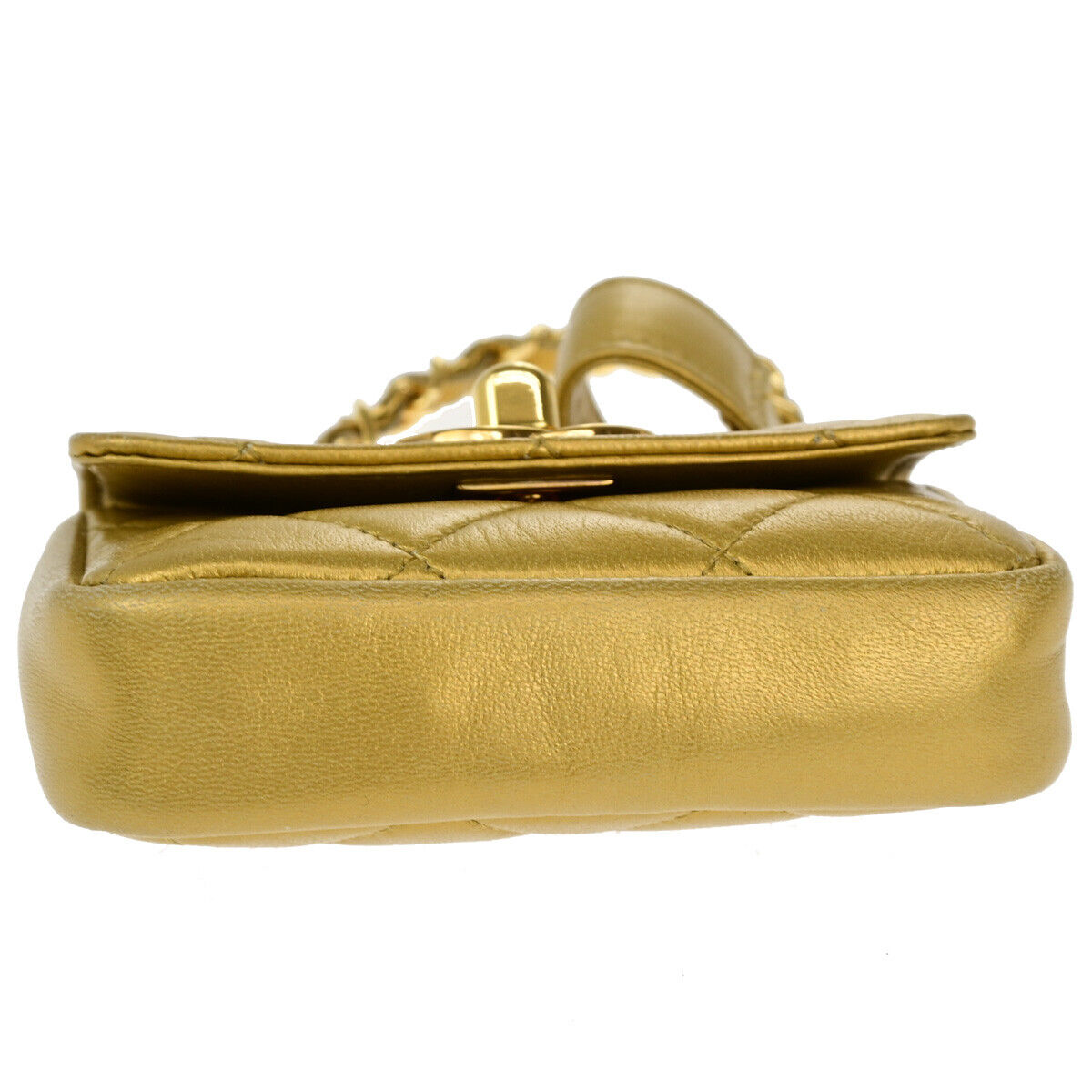 CHANEL CC Mini Matelasse Chain Hand Bag Belt Charm Leather Gold Vintage 330LC510