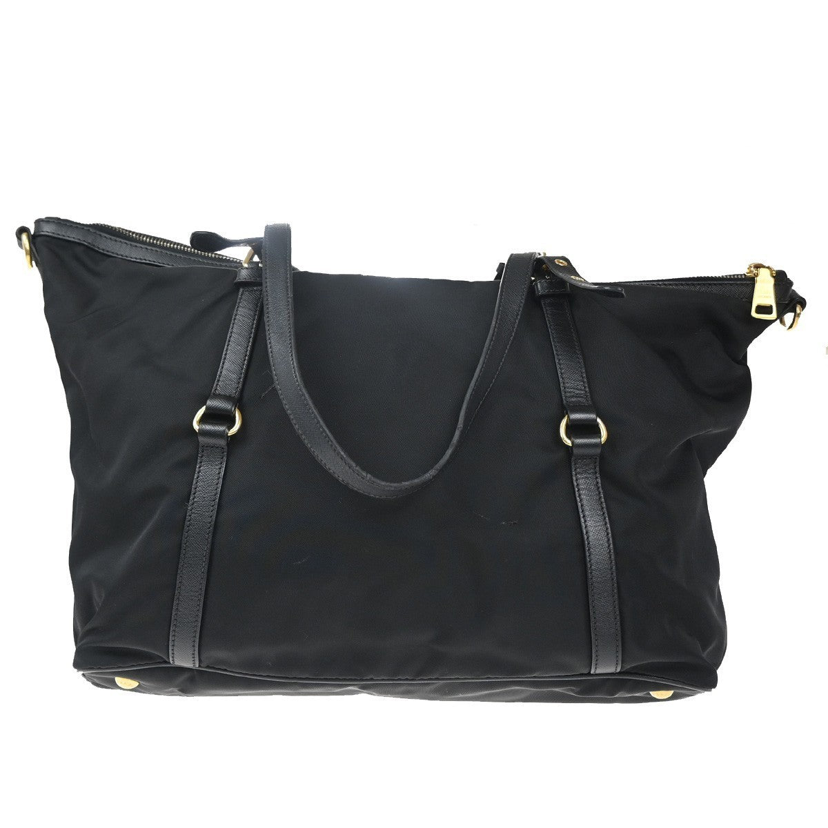 PRADA Logo Tessuto Saffiano Shoulder Bag Nylon Leather Black GHW 76KP488