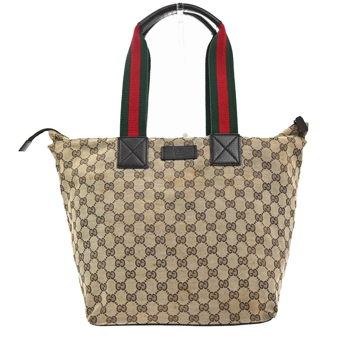 GUCCI GG Logo Sherry Line Shoulder Hand Bag Canvas Leather Beige Italy 67KC204
