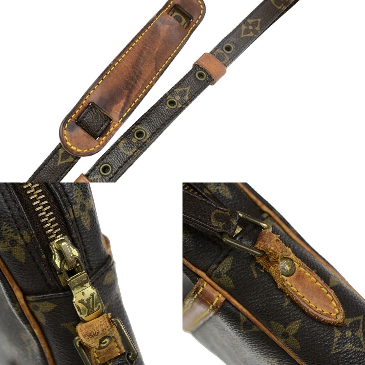 LOUIS VUITTON Danube Shoulder Bag Monogram Leather Brown France M45266 60EC938