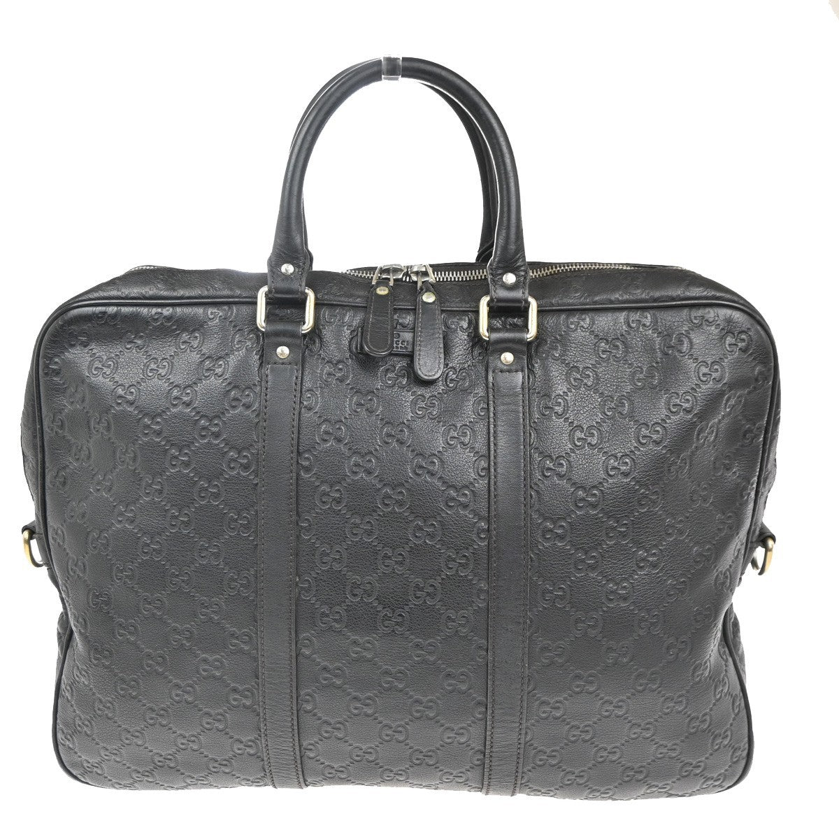 GUCCI GG Logo Guccissima Hand Bag Embossed Leather Brown GHW Italy 36ZA199