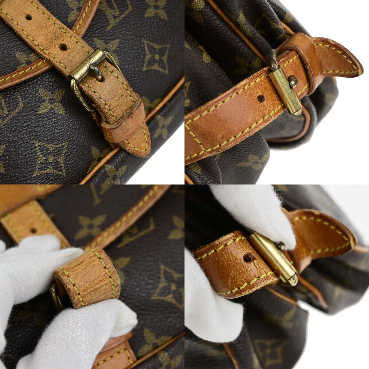 LOUIS VUITTON Logo Saumur 30 Shoulder Bag Monogram Leather Brown M42256 76EB400