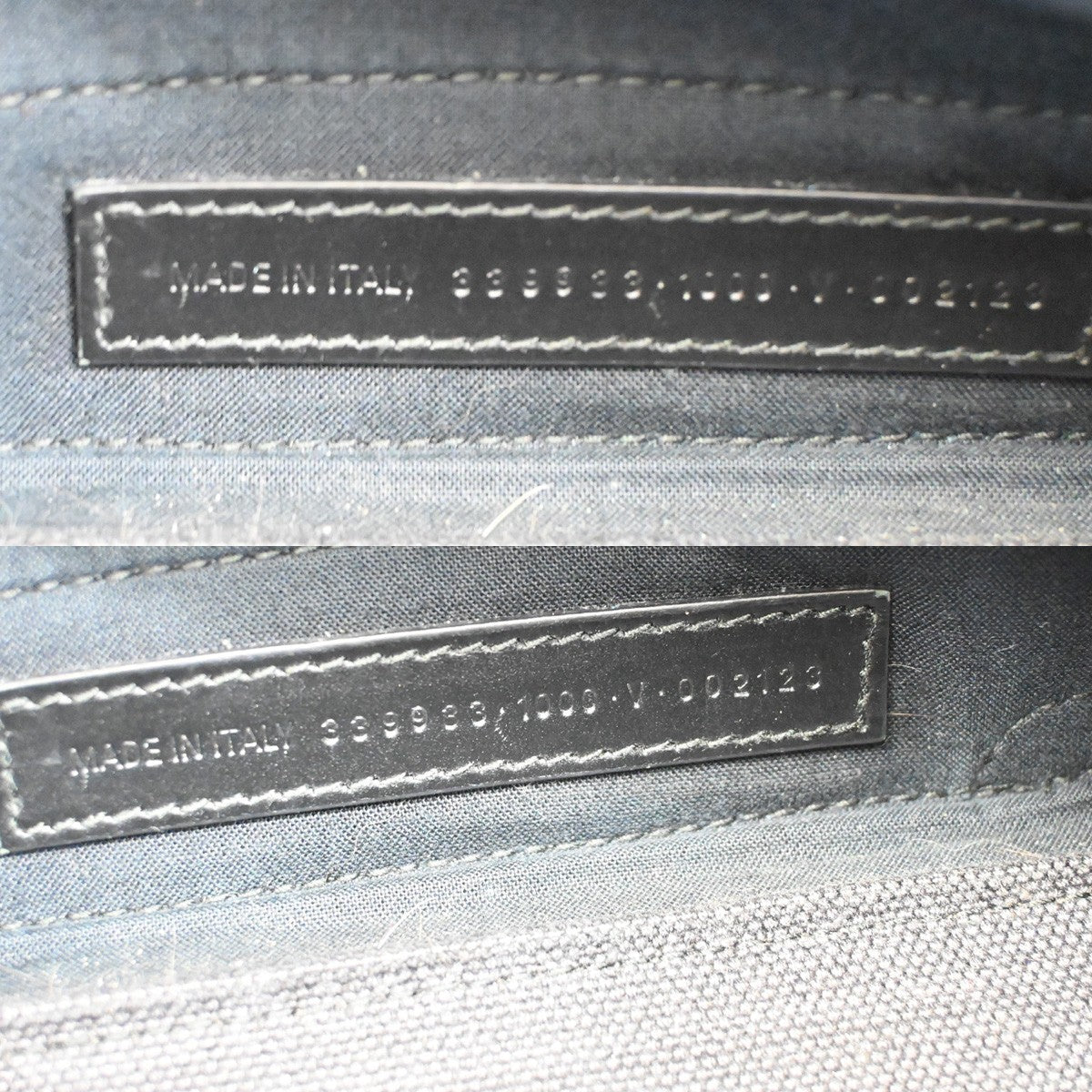 BALENCIAGA Logo Navy Cabas S Hand Bag Canvas Leather Black Italy 65EF883