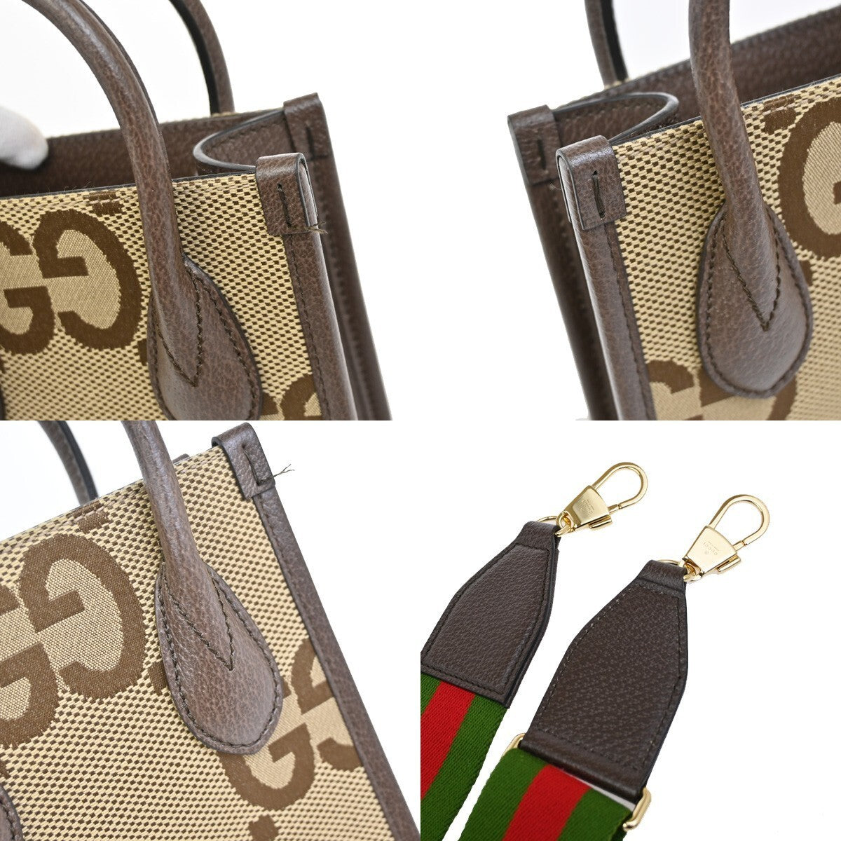 GUCCI Jumbo GG Pattern 2Way Mini Tote Hand Bag Canvas Leather Brown GHW 603RL164