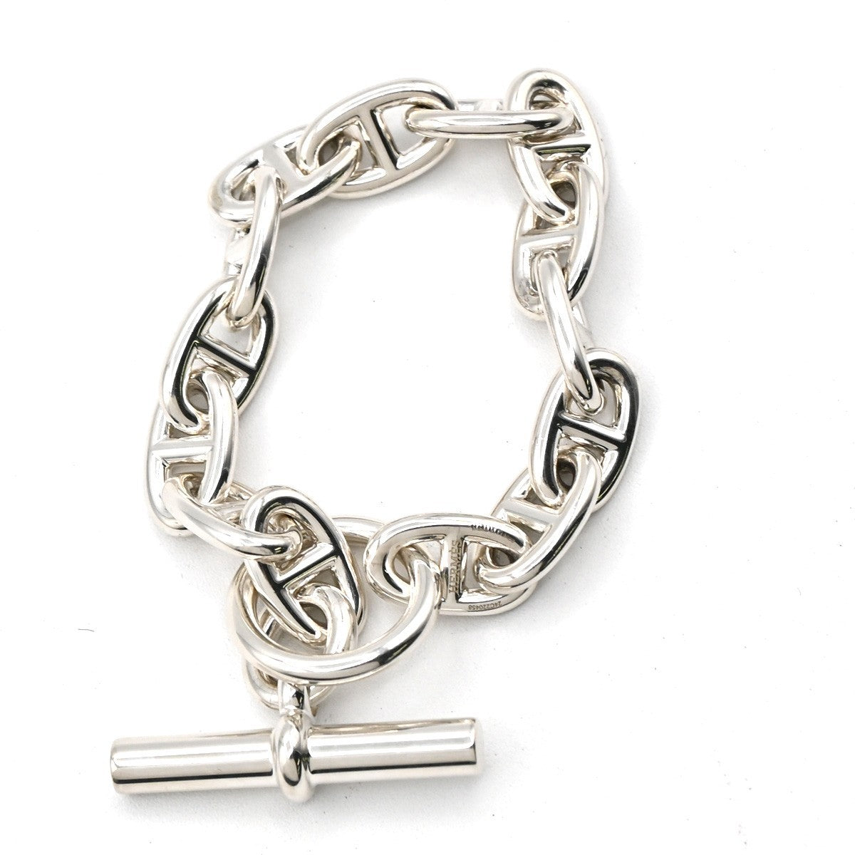HERMES Logo Chaine D'ancre MM Chain Bracelet  14 Link Ag925 Silver 385LC629
