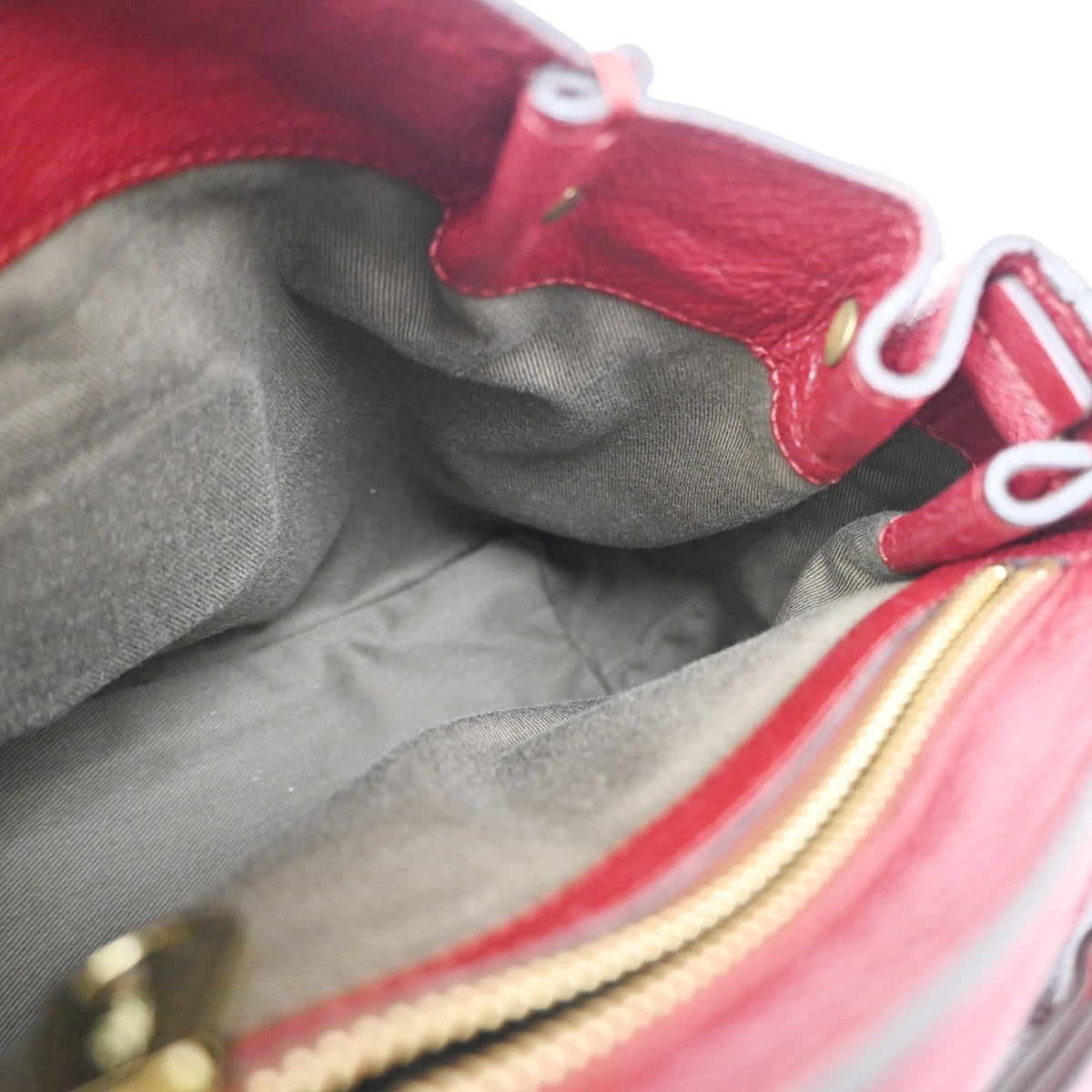 CHLOE Logo Elsie 2Way Shoulder Hand Bag Leather Red GHW 34RL416