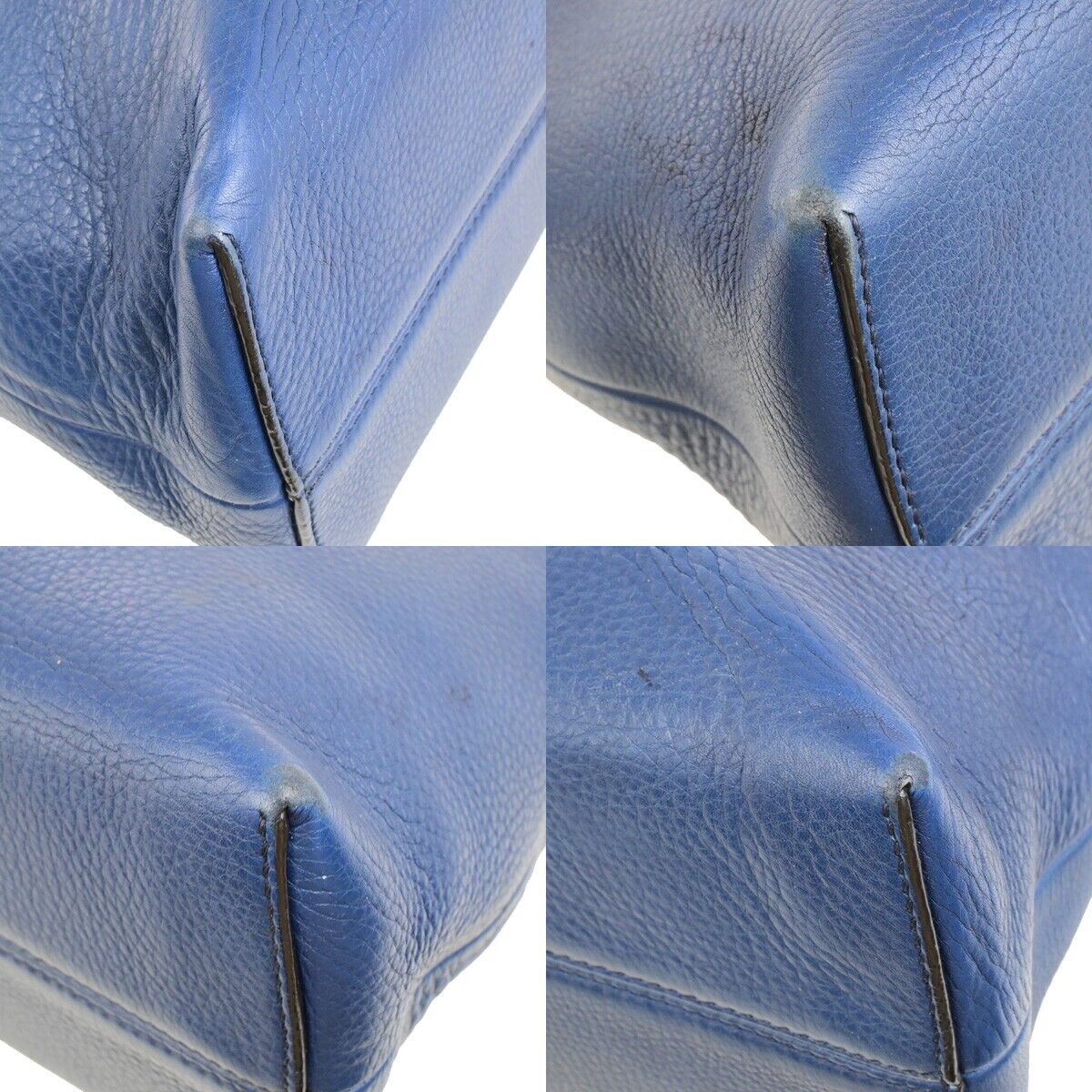 FENDI Logo By The Way 2Way Shoulder Hand Bag Leather Blue Silver Italy 88FB359