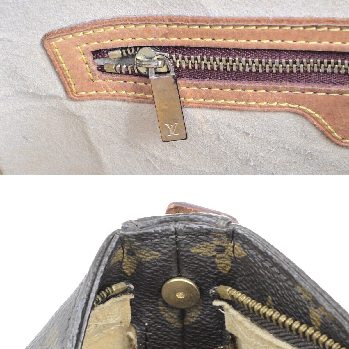 LOUIS VUITTON Logo Looping GM Shoulder Bag Monogram Leather Brown M51145 39EE116