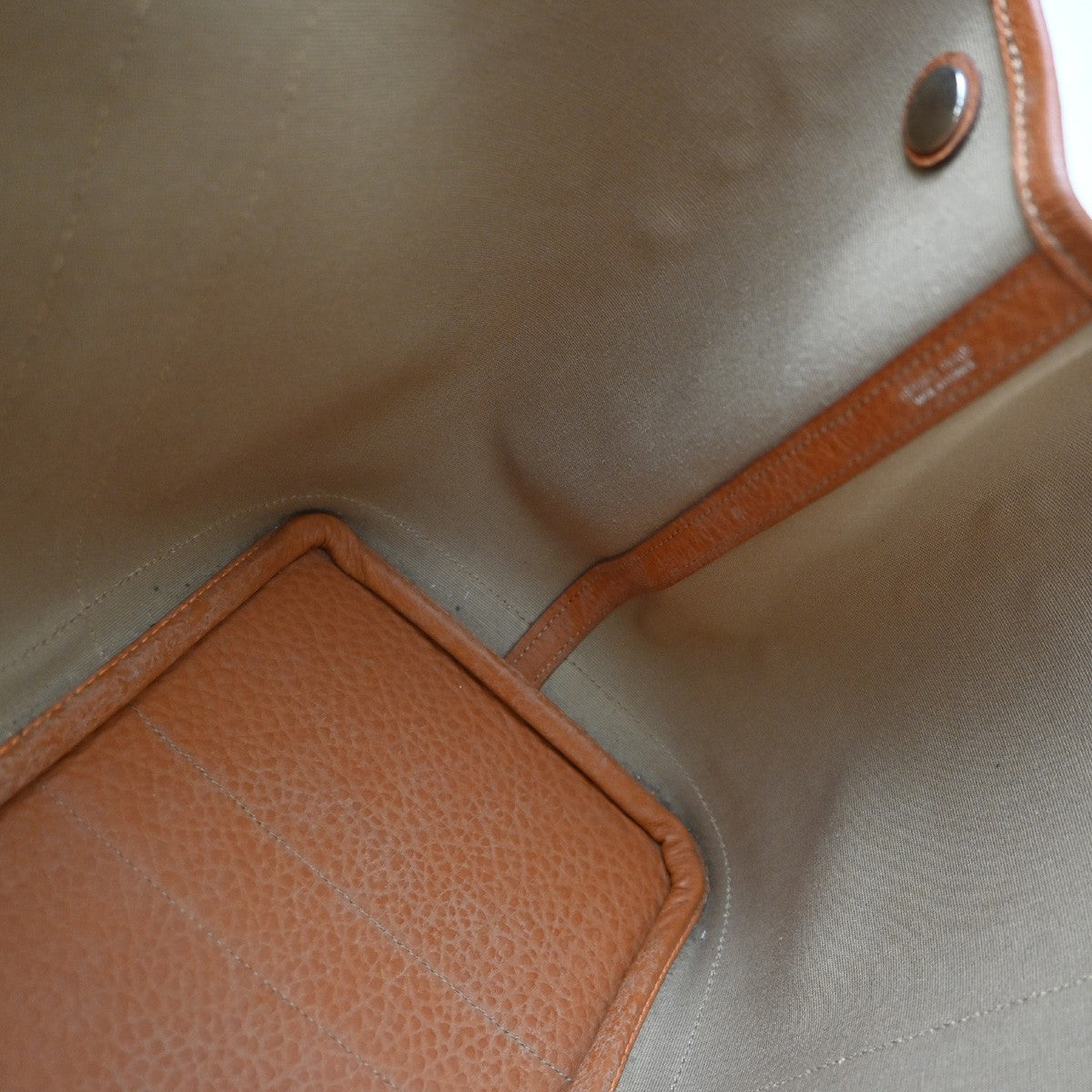 HERMES Garden Party PM Hand Bag Toile Officier Canvas Leather Orange 631RF737