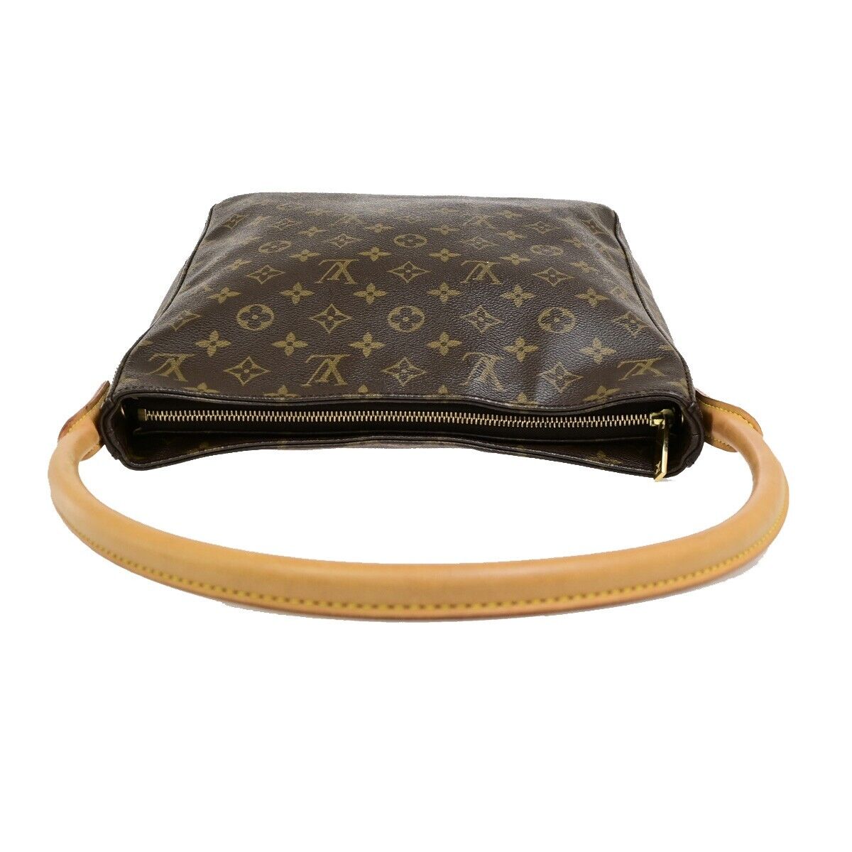 LOUIS VUITTON Logo Looping GM Shoulder Bag Monogram Leather Brown M51145 14EE098