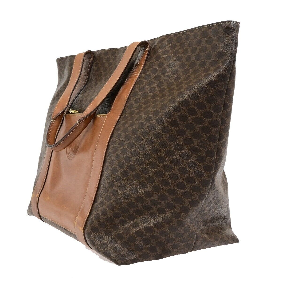 CELINE Macadam Pattern 2Way Shoulder Tote Bag PVC Leather Brown Italy 61KA539