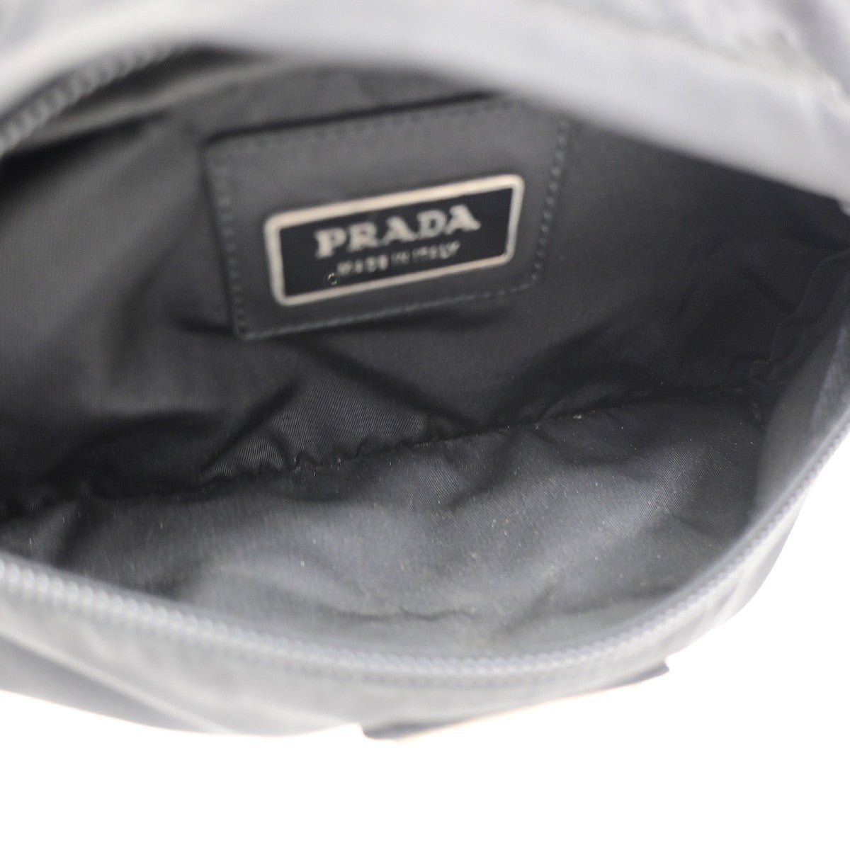 PRADA MILANO Logo Tessuto Bum Bag Nylon Canvas Black SHW Italy 82CB051