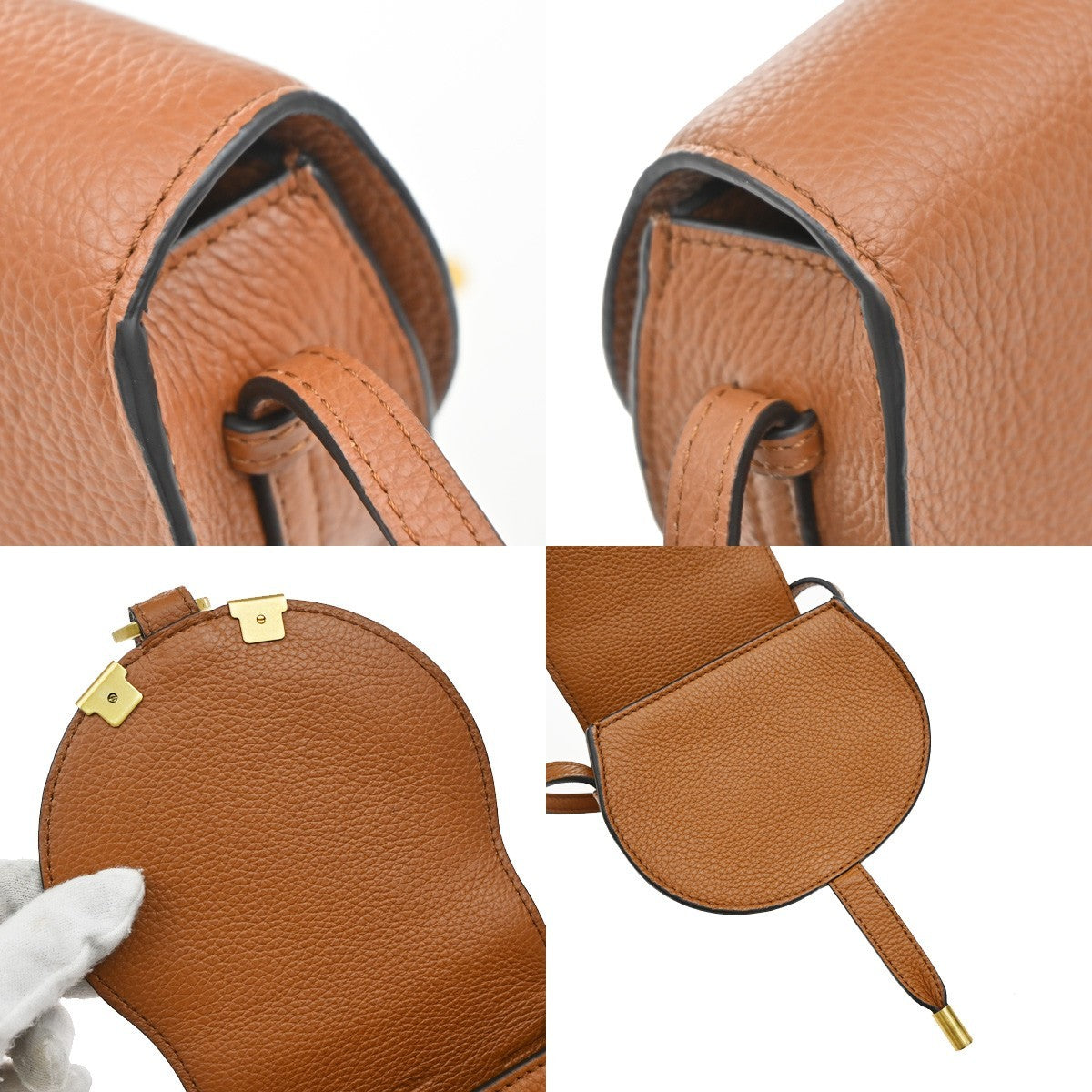 CHLOE Logo Mini Marcie Crossbody Shoulder Bag Leather Brown Spain 16RF819