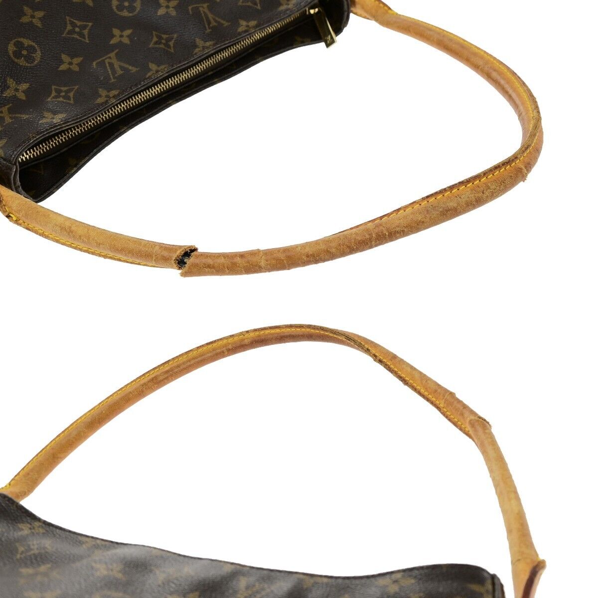 LOUIS VUITTON Logo Looping GM Shoulder Bag Monogram Leather Brown M51145 01ED693