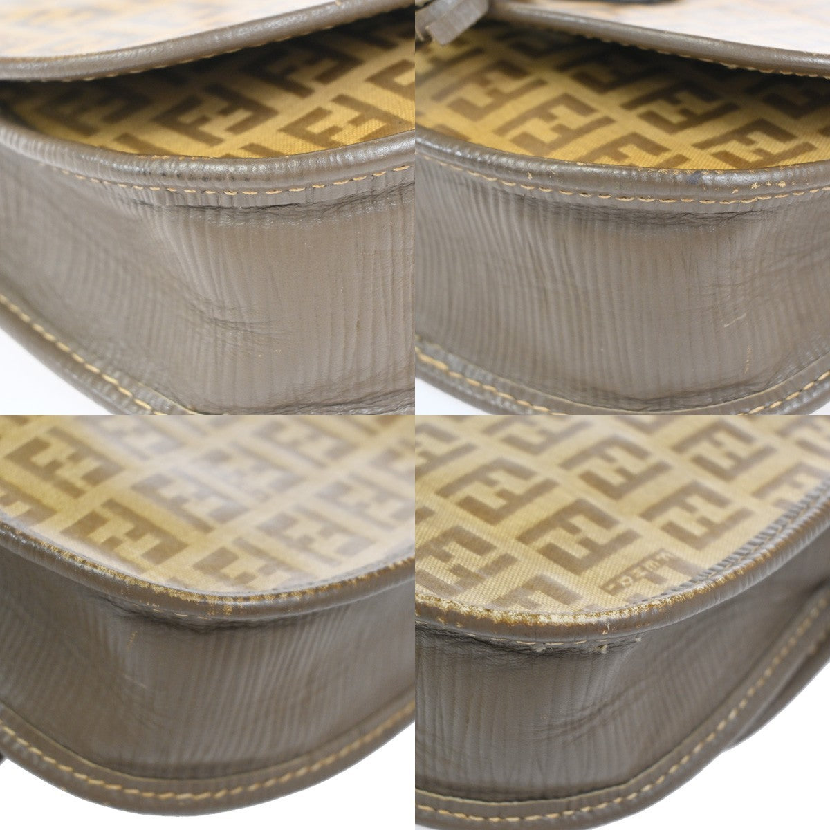 FENDI Logo Zucchino Pattern Mini Shoulder Bag PVC Leather Brown 66CA907