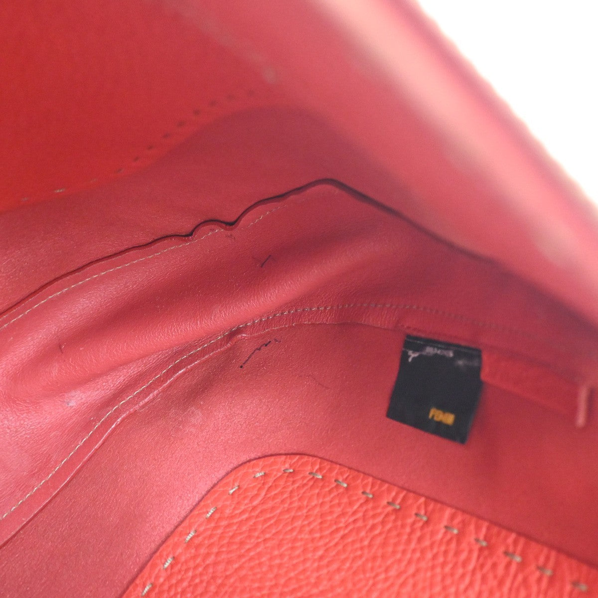 FENDI Logo Selleria Shoulder Hobo Bag Leather Red GHW Italy 82YJ094