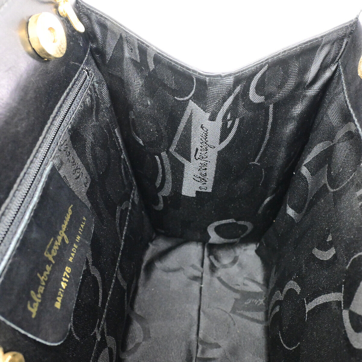 SALVATORE FERRAGAMO Vara 2Way Shoulder Hand Bag Leather Black GHW Italy 35YF579