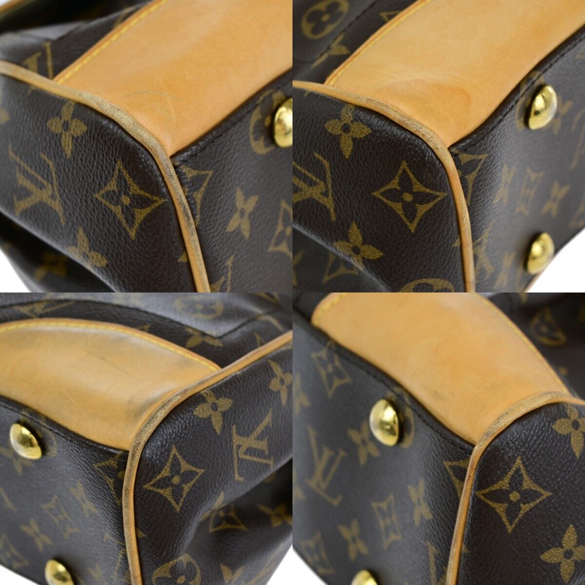 LOUIS VUITTON Logo Beverly MM Shoulder Bag Monogram Leather Brown M40121 12YE651