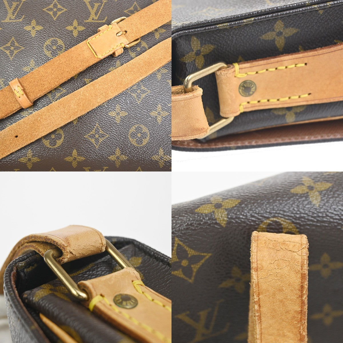 LOUIS VUITTON Cartouchiere MM Shoulder Bag Monogram Leather Brown M51253 31ZA331