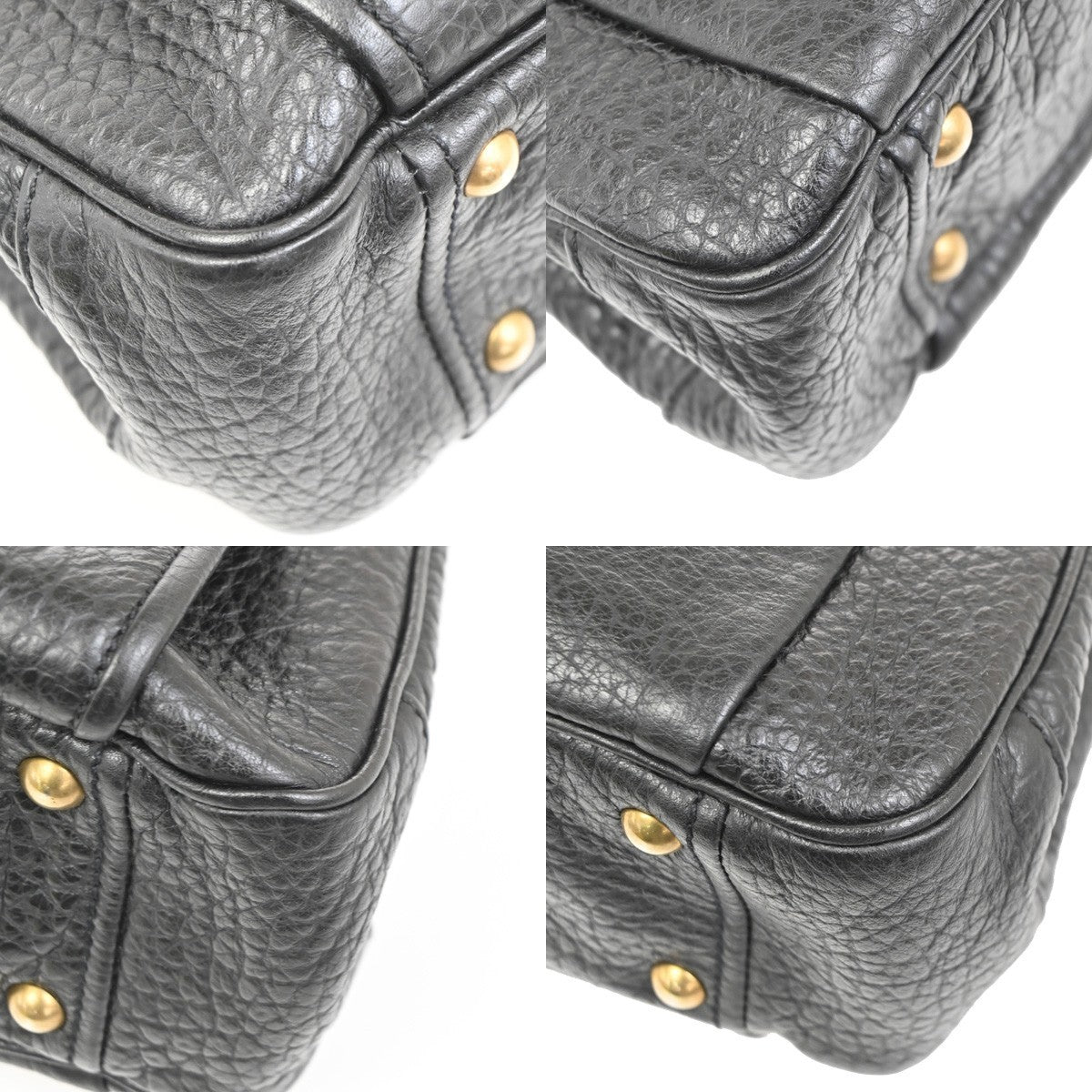 PRADA Logo Shoulder Hand Bag Leather Black GHW Italy 79MA689