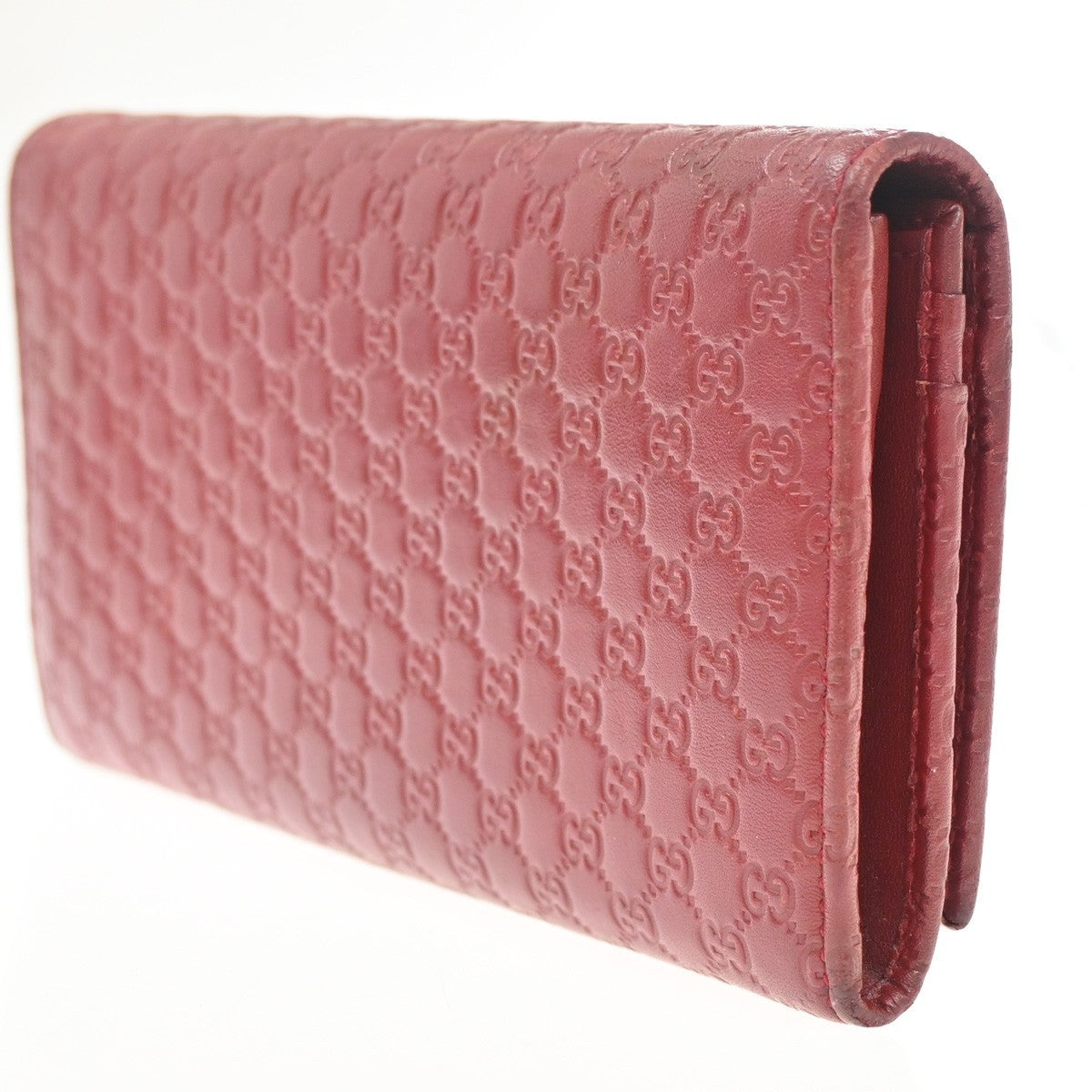 GUCCI Logo Micro Guccissima GG Pattern Long Wallet Leather Red 31CA307