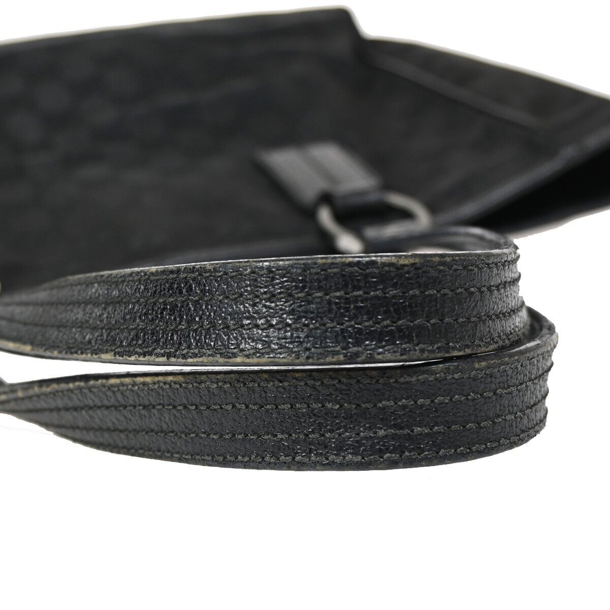 GUCCI Logo GG Pattern Shoulder Bag Canvas Leather Black Silver Italy 05FA533