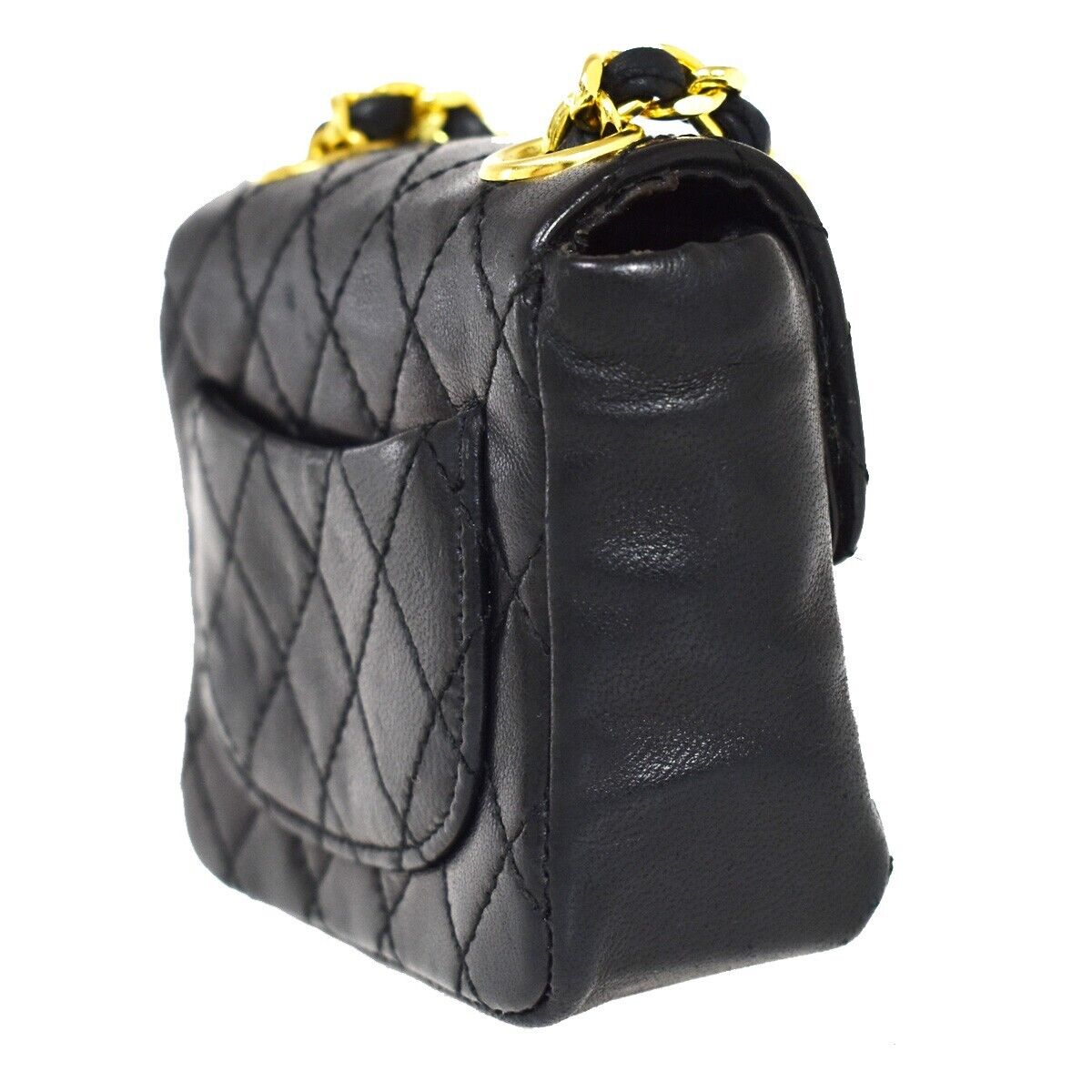 CHANEL CC Mini Matelasse Bag Charm Chain Belt Set Leather Black GHW 620RC928