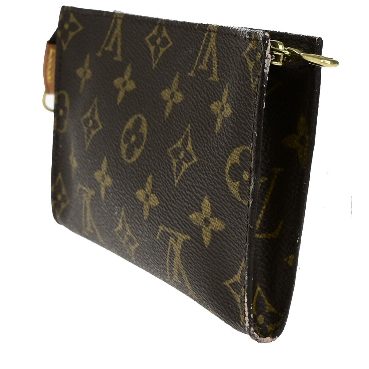 LOUIS VUITTON Logo BUCKET PM Pouch Bag Monogram Leather Brown France 04YG706