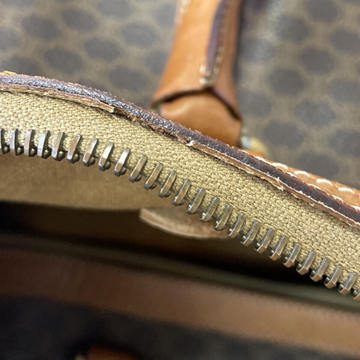 CELINE Logo Macadam Pattern Travel Hand Bag PVC Leather Brown GHW Italy 01YG640