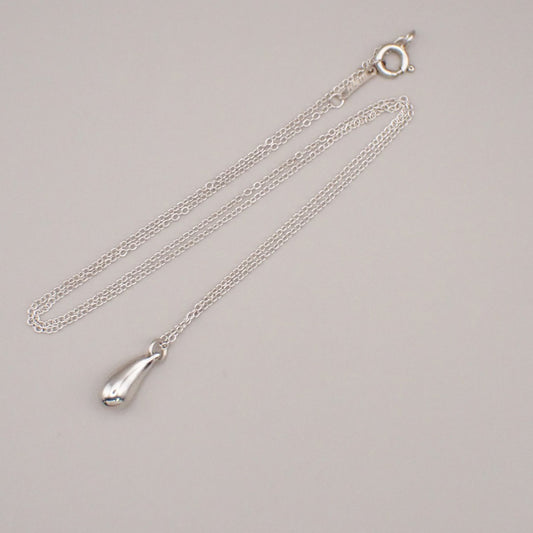 Tiffany & Co. Logo Tear Drop Chain Necklace Pendant Ag 925 Silver 09YH713