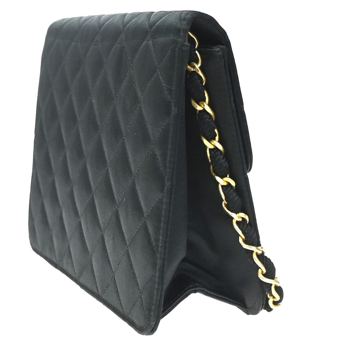 CHANEL CC Logo Mini Matelasse Chain Shoulder Bag Satin BK GHW Vintage 307RQ020