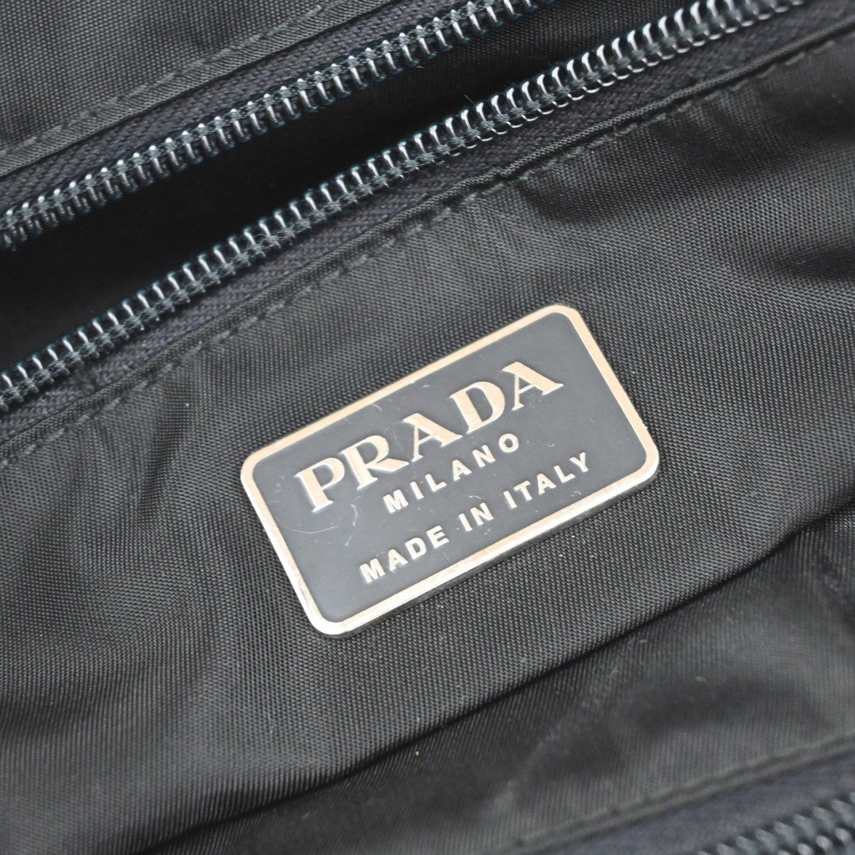 PRADA Logo Tessuto Chain Shoulder Hand Bag Nylon Black SHW Italy 31YJ089