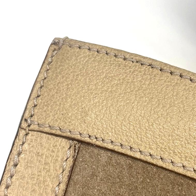 GUCCI Logo Bamboo Handle Tote Hand Bag Suede Leather Beige GHW Italy 38MA593