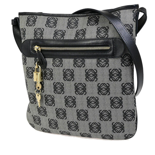 LOEWE Logo Anagram Crossbody Shoulder Bag PVC Leather Navy Blue GHW 32EC953